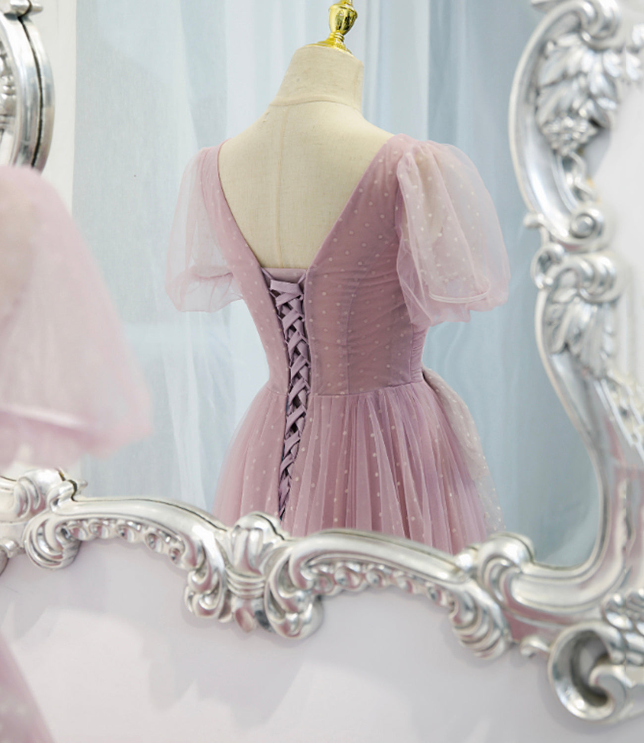 Lila Tüll langes A-Linie Ballkleid Abendkleid 8820