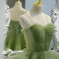 Green tulle long A line prom dress green evening dress  8836