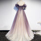 Purple tulle long ball gown dress formal dress  8544