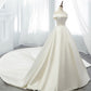 Weißer Satin, langes A-Linien-Ballkleid, formelles Kleid 8872