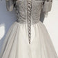 Langes Ballkleid aus silbernem Tüll, formelles Kleid 8598
