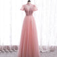 A line tulle sequins long prom dress evening dress  8439
