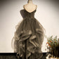 Robe de soirée longue en tulle gris 8824