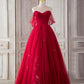 Rotes Tüll langes A-Linie Ballkleid rotes Abendkleid 8800