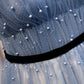 Blaues Tüll langes A-Linie Ballkleid Abendkleid 8686