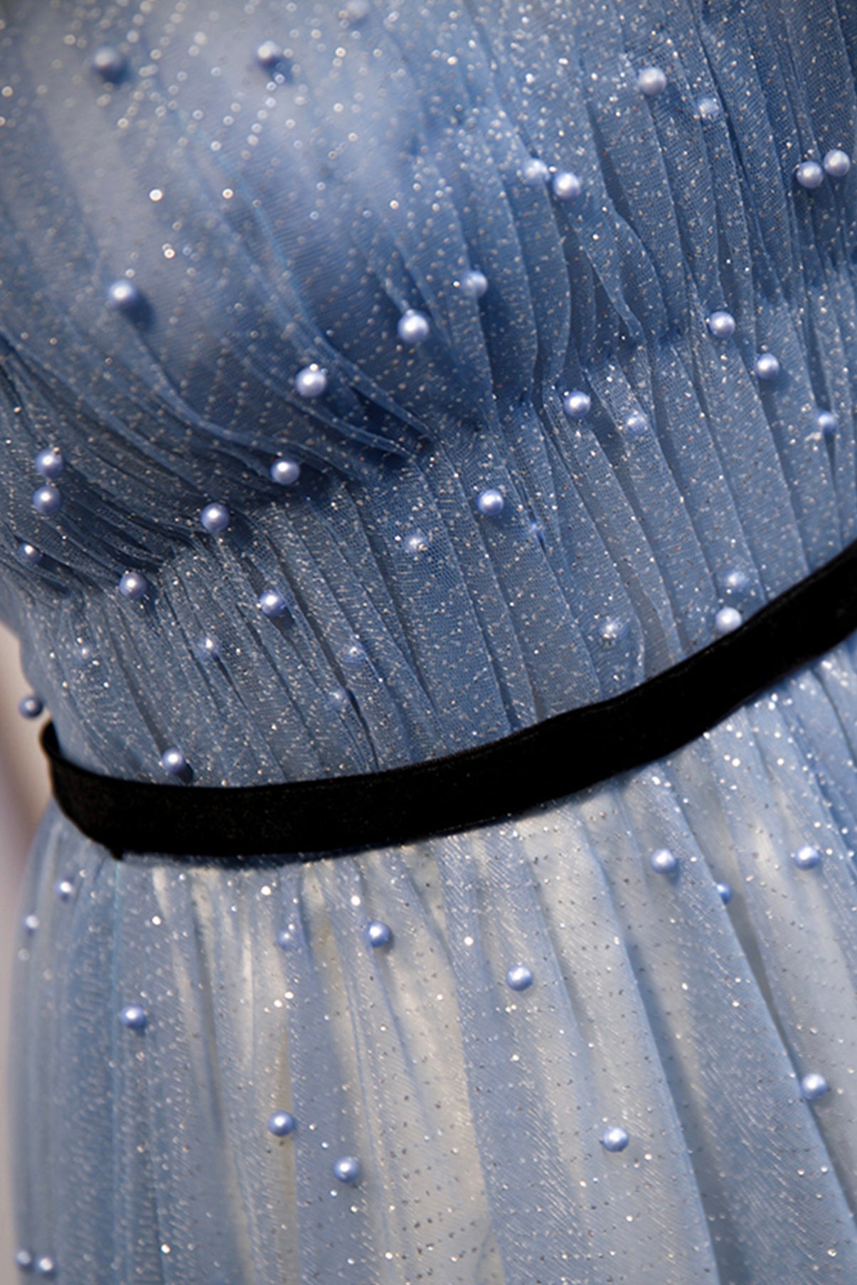 Blaues Tüll langes A-Linie Ballkleid Abendkleid 8686