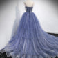 Blaues Tüll langes Ballkleid A-Linie blaues Abendkleid 8864