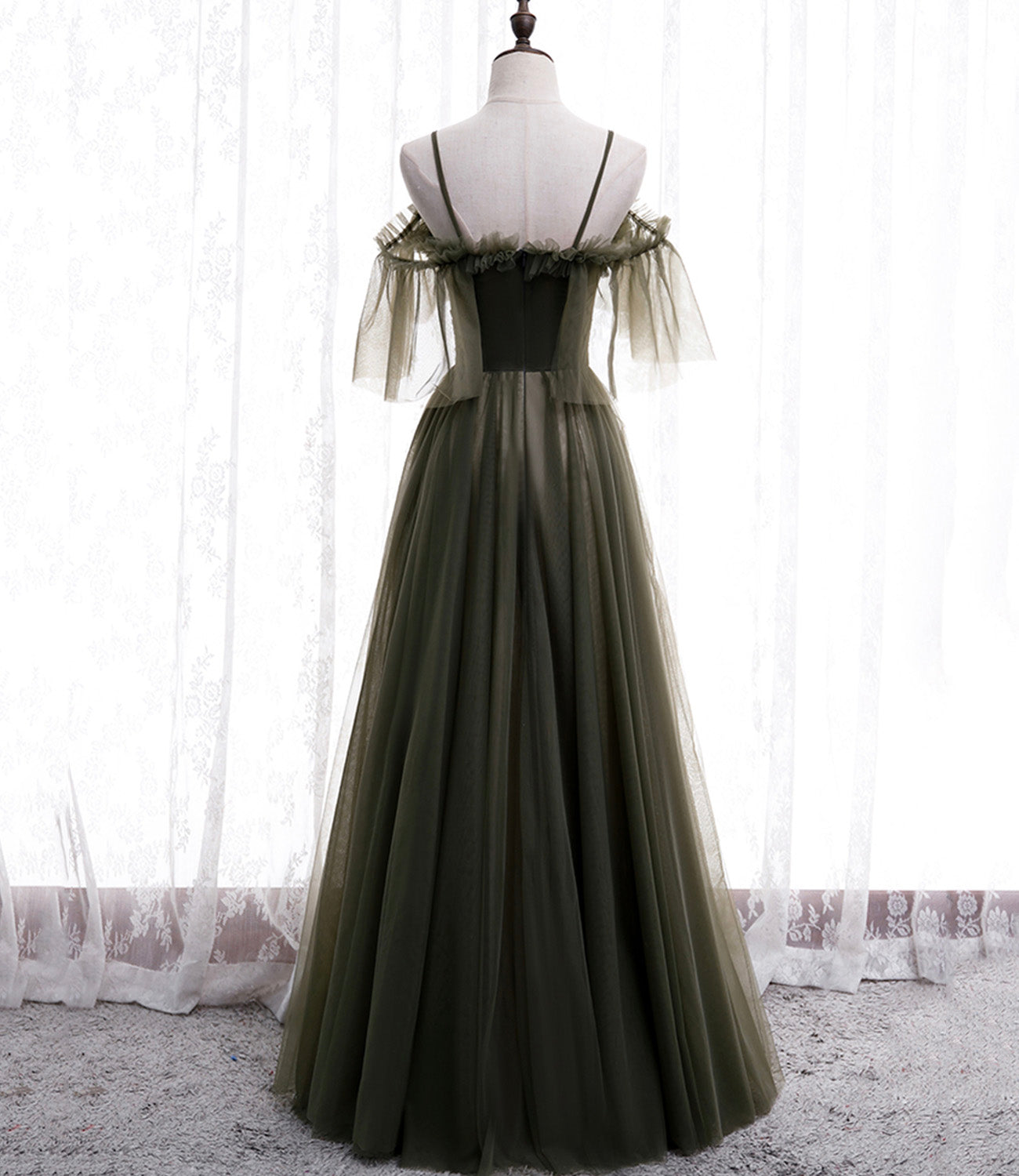 Robe de soirée longue en tulle simple, coupe A, 8930