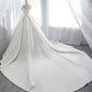 Weißer Satin, langes A-Linien-Ballkleid, formelles Kleid 8872