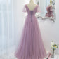 Lila Tüll langes A-Linie Ballkleid Abendkleid 8820