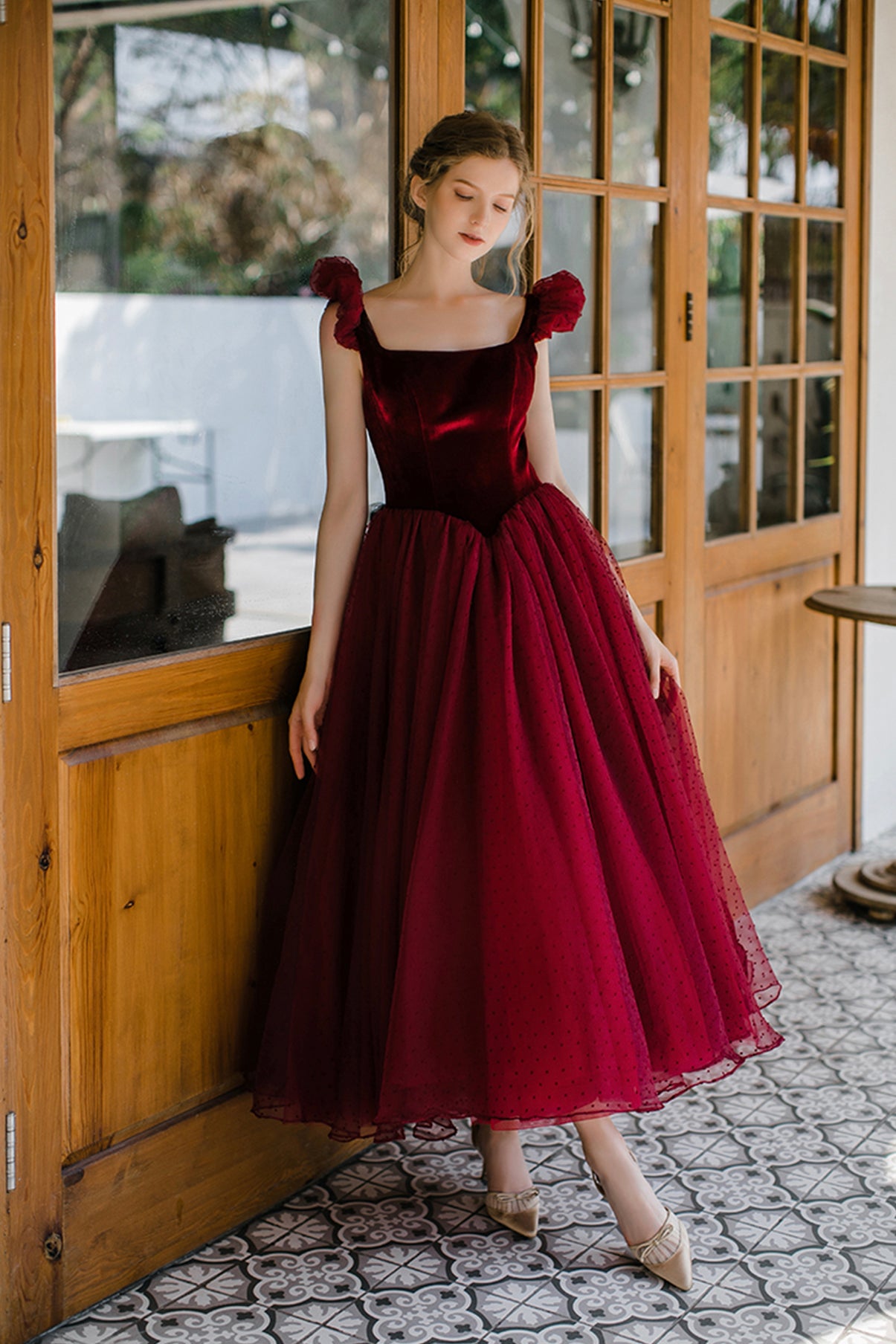 Pink/Red Cute A-line Long Prom Dress Evening Dress Graduation Party Dress 8646