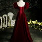 Burgund Samt lange A-Linie Ballkleid Abendkleid 8804