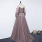Cute v neck tulle long A line prom dress evening dress  8587