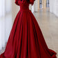 Burgunderrotes Vintage-Mode-Abendkleid mit exquisiter Perlenverzierung in A-Linie und langem Satin-Ballkleid 8720