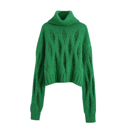 Pull col montant décoré de trous 7714
