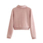 Sweet polo collar embroidered sweater cardigan coat  7738