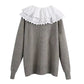 New sweet lace stitched detachable collar wool sweater  7711