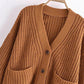 Versatile V-neck pocket sweater sweater sweater jacket  7758