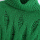 Pull col montant décoré de trous 7714