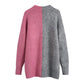Versatile V-Neck long sleeve contrast stitched knit coat  7731