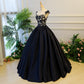 Langes Ballkleid aus dunkelblauer Spitze, Abendkleid 8059