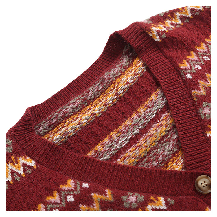 Mori jacquard striped sweater sweet aging cardigan jacket  7729