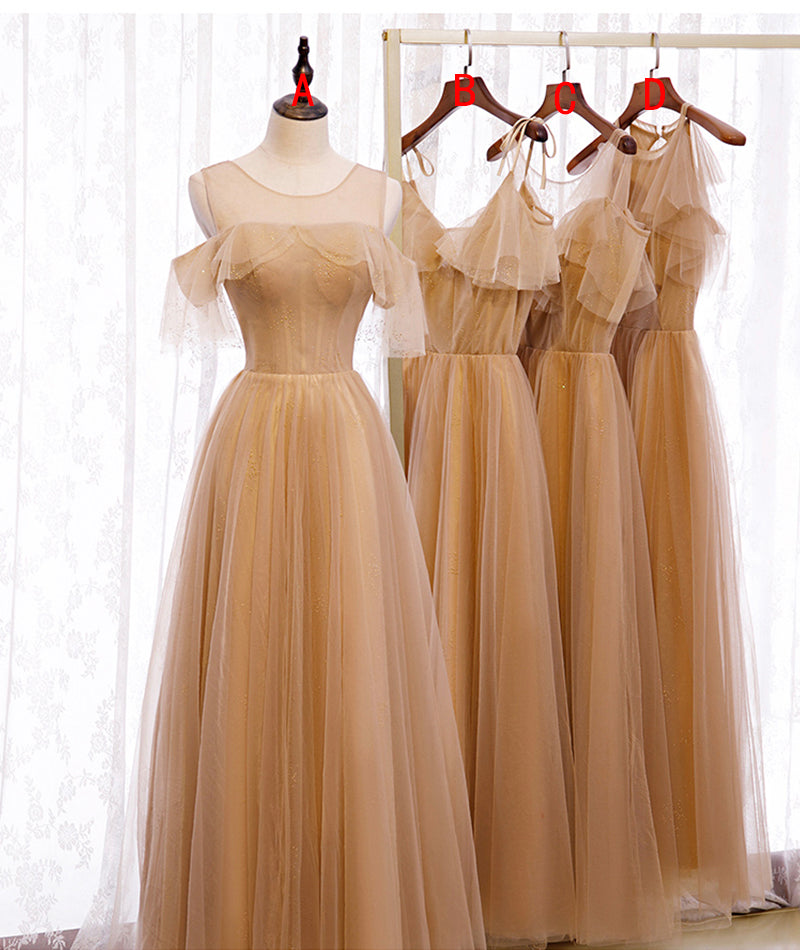Hochwertiges A-Linie Tüll langes Ballkleid Brautjungfernkleid 8370