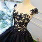 Langes Ballkleid aus dunkelblauer Spitze, Abendkleid 8059