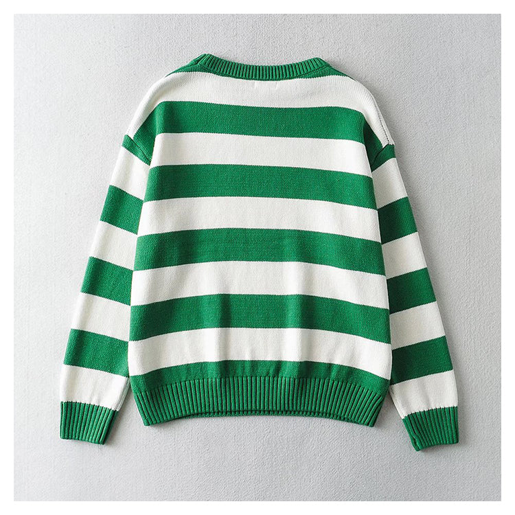 Versatile lazy embroidered letter long sleeved sweater  7741