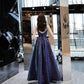 Simple satin long prom dress A line evening gown  10110