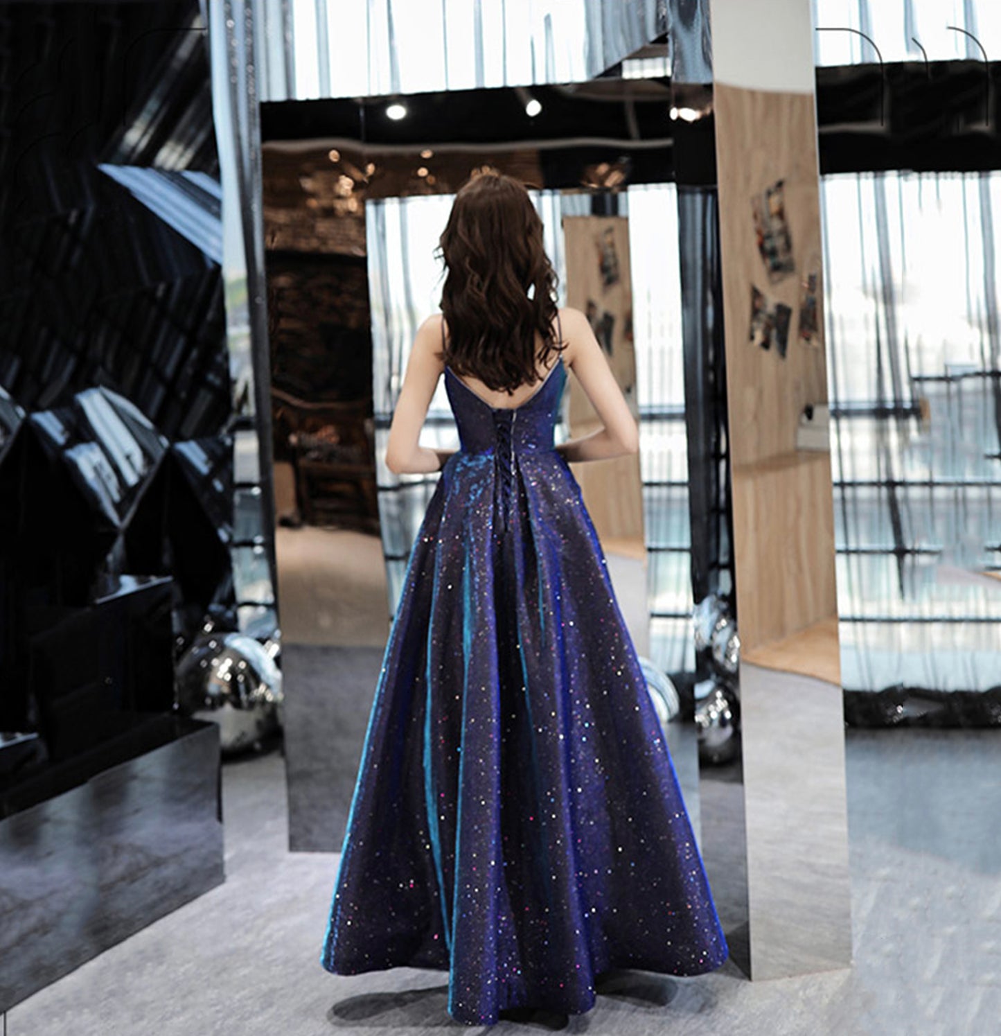 Simple satin long prom dress A line evening gown  10110