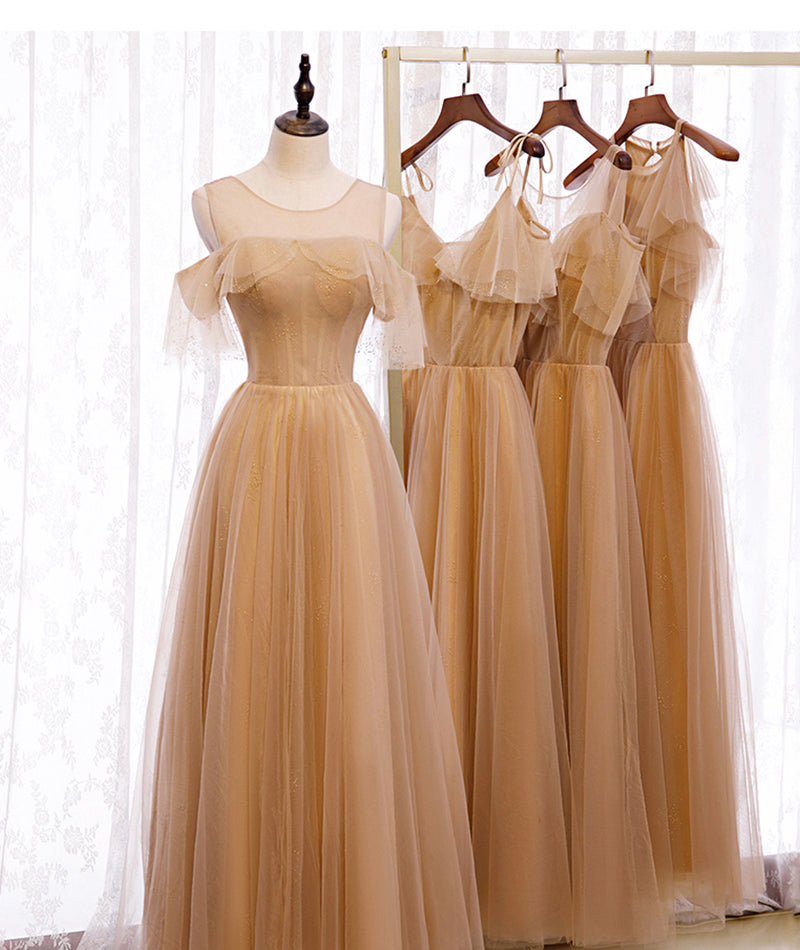 Hochwertiges A-Linie Tüll langes Ballkleid Brautjungfernkleid 8370
