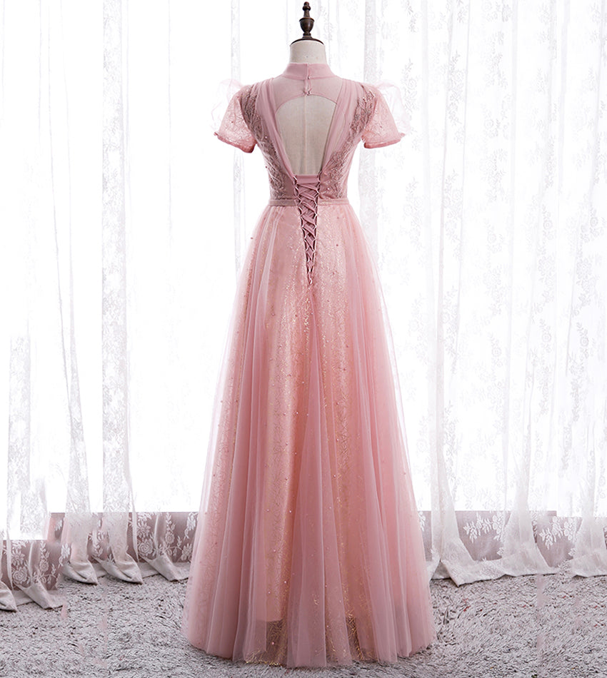 A line tulle sequins long prom dress evening dress  8439