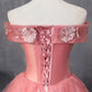 Pinkes kurzes A-Linie Ballkleid Heimkehrkleid aus Spitze 8915