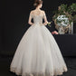 White tulle lace long ball gown dress formal dress  10116