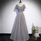 Shiny tulle beads long prom dress A line evening gown  10108