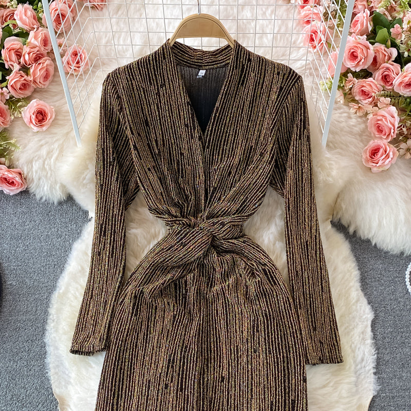 Elrgant v neck dress fashion dress  442