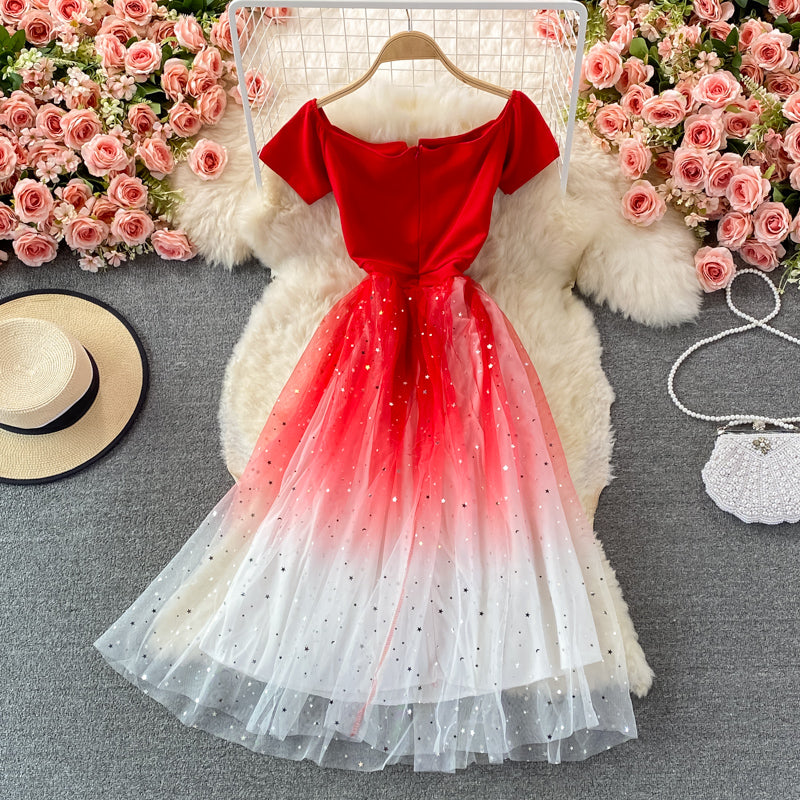 Cute A line tulle short dress fashion dress  450
