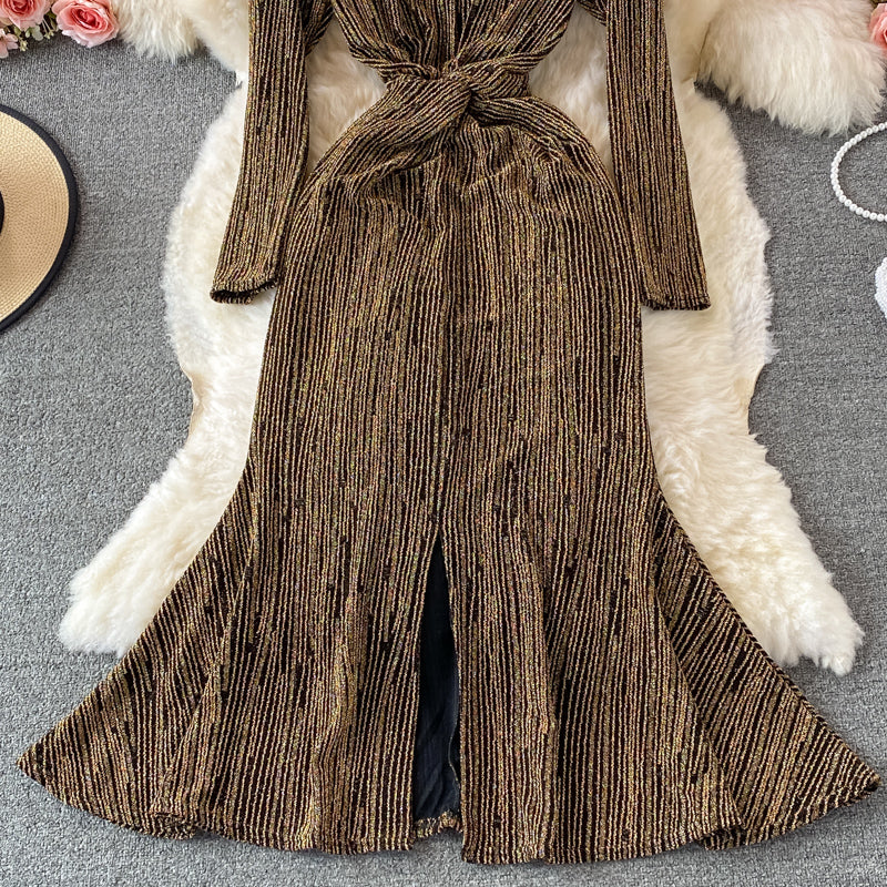 Elrgant v neck dress fashion dress  442