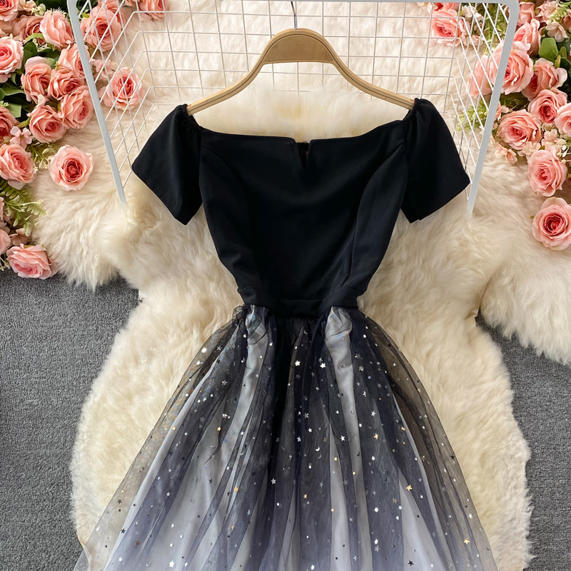 Cute A line tulle short dress fashion dress  450