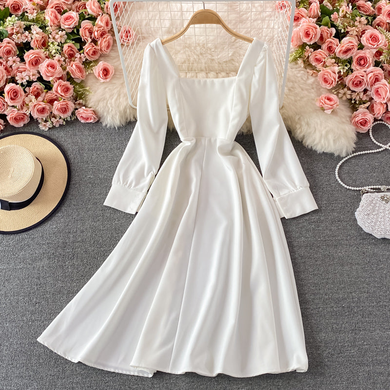 Simple A line long sleeve dress fashion dress  435