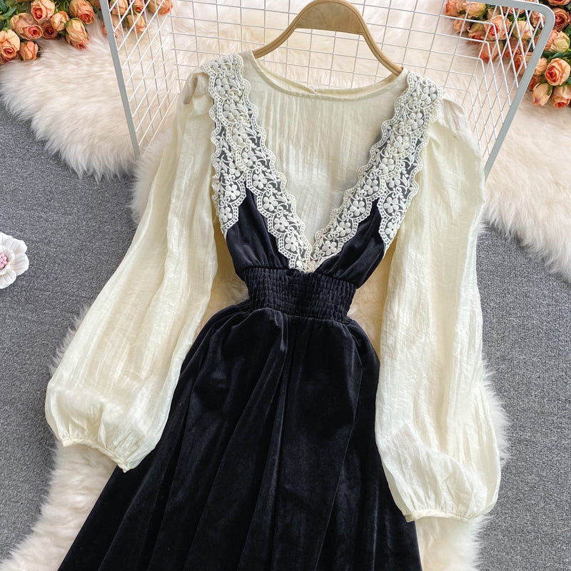 Niedliches zweiteiliges Kleid aus Spitze, Modekleid 403