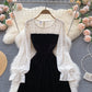 Lovely stitching long sleeve dress  440