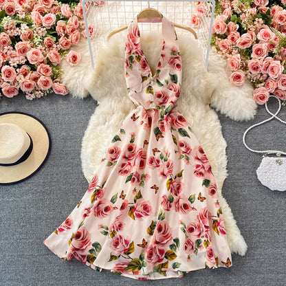 Süßes Blumenkleid in kurzer A-Linie Modekleid 449