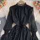 Schwarzes langärmliges Kleid aus Tüll Modekleid 441