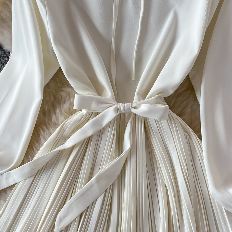 Hochwertiges A-Linien-Langarmkleid Modekleid 406