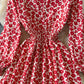 Süßes Blumenkleid mit langen Ärmeln Modekleid 443