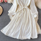 Hochwertiges A-Linien-Langarmkleid Modekleid 406