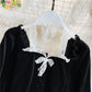 Black velvet long sleeve tops  319