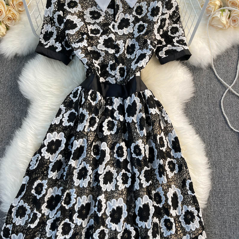 Niedliches kurzes A-Linien-Kleid aus Spitze, Modekleid 426